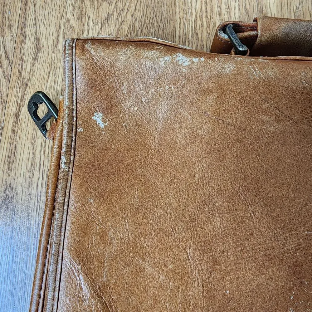 Vintage Leather Messenger Bag Laptop Satchel Brown Briefcase Handle 15